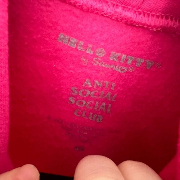 Hello Kitty Women’s Extra Small Anti Social Social Club Pink Pullover Hoodie - Picture 3 of 6
